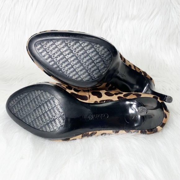 SOLD-Calvin Klein Leopard Print Calf Hair Black Pumps - Picture 12 of 14